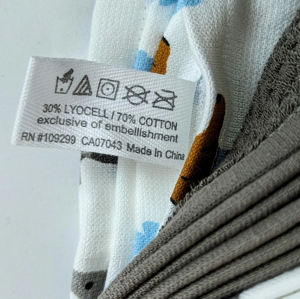 Kitchen Towels Set Of Three (3) Various Dog Breeds Multicolor Solid Grey NWT